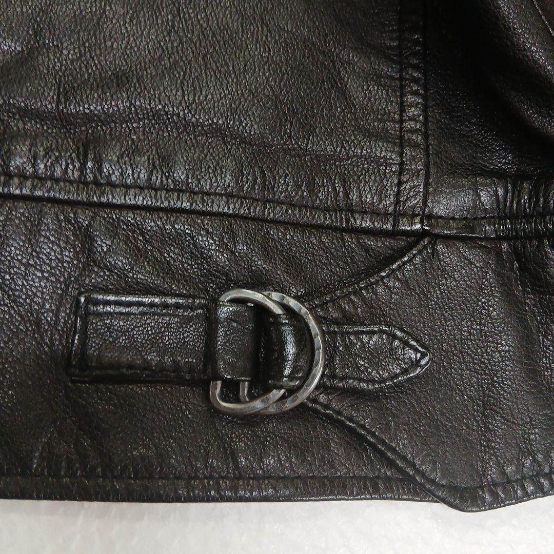 kurin umii908 ゴードレザー ブラックジャケットドット裏地美品