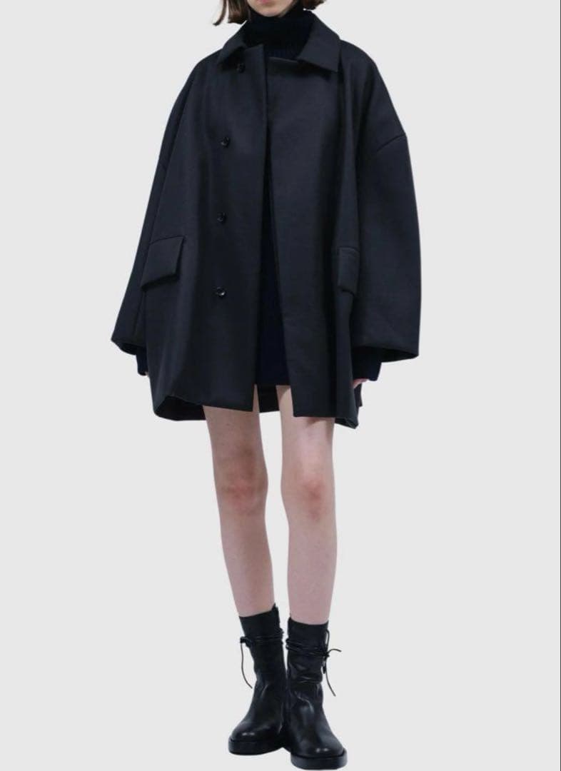 美品 biotop購入 iirot ウールコート（レザー襟、袖）