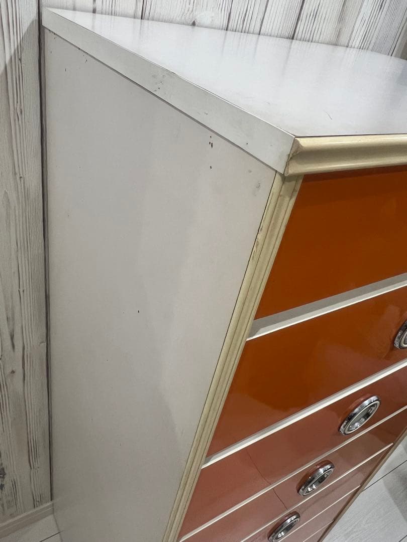 早い者勝ち☆昭和レトロ レトロポップ 7段チェスト オレンジ ヴィンテージ 収納