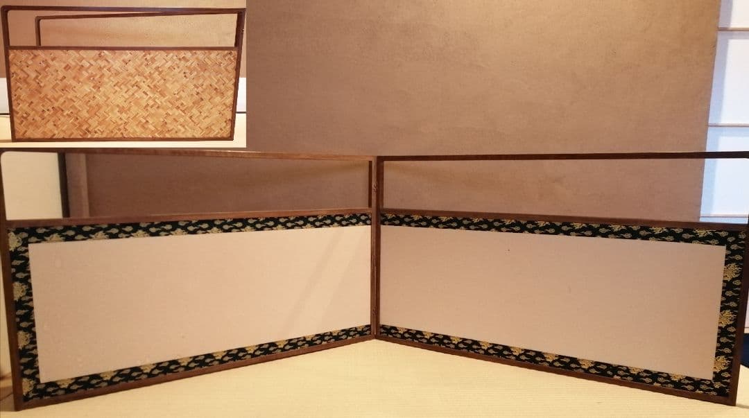 【茶道具】鳳凰紋網代風炉先屏風　風炉先220