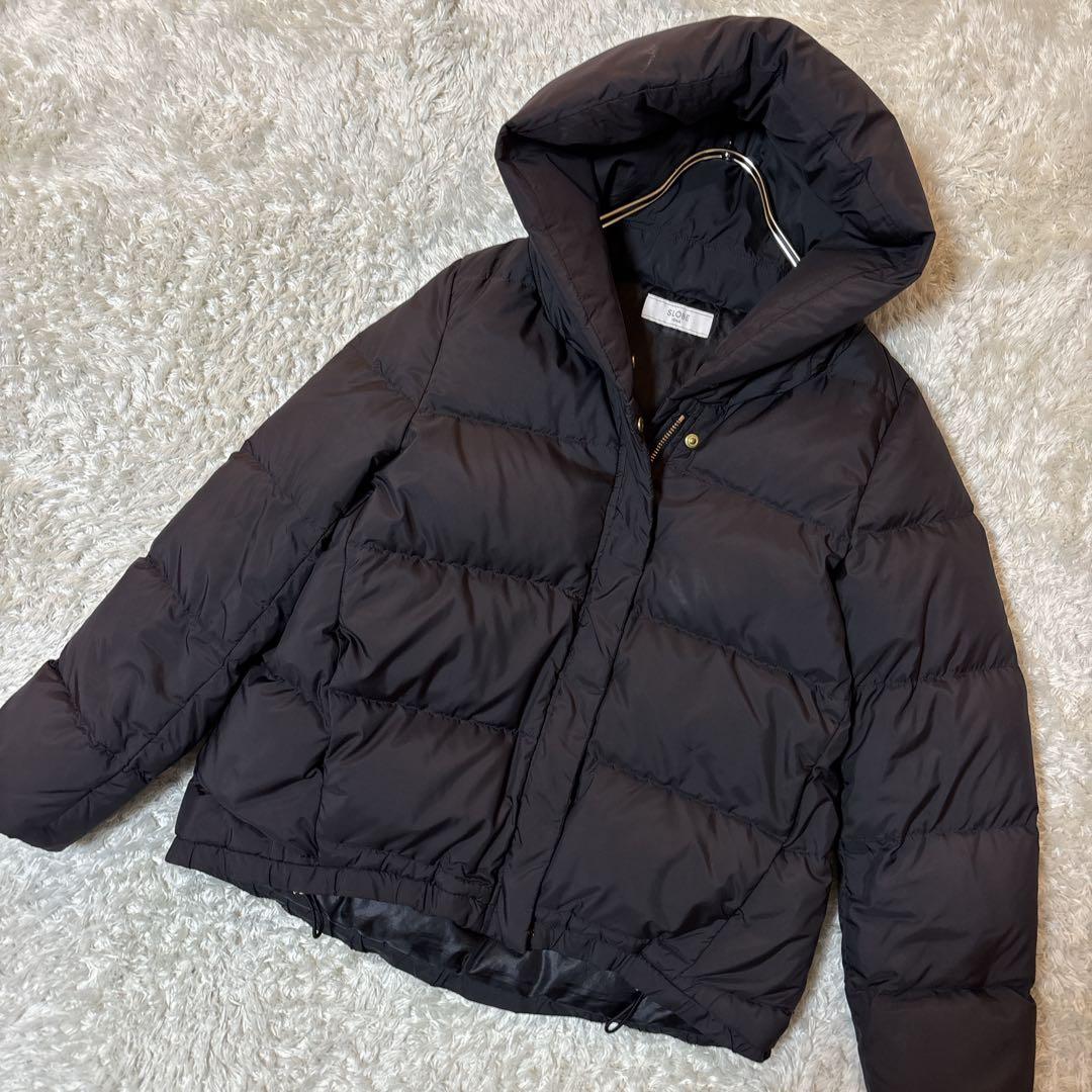 美品＊スローブイエナ　ショールフードショートダウンコート　ブラック　36