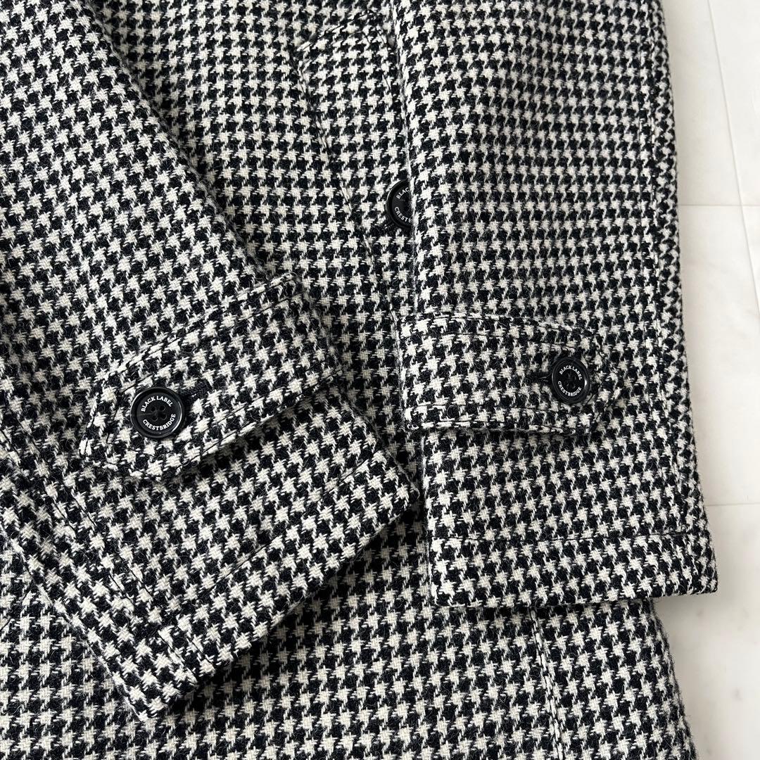 美品✨ブラックレーベル クレストブリッジ 千鳥柄 ウール ステンカラーコート M