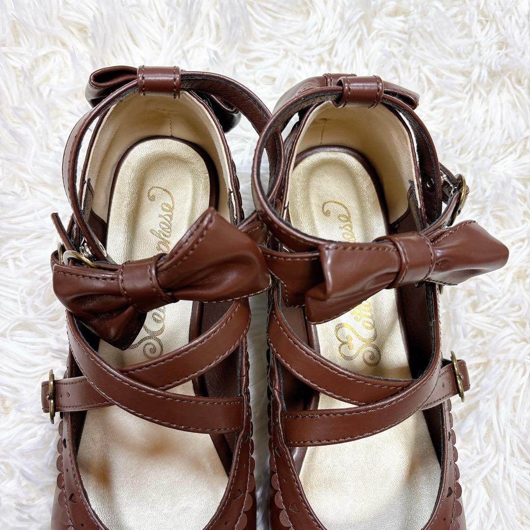 極美品✨morphose✨トリプルリボンストラップシューズ✨ロリータLL