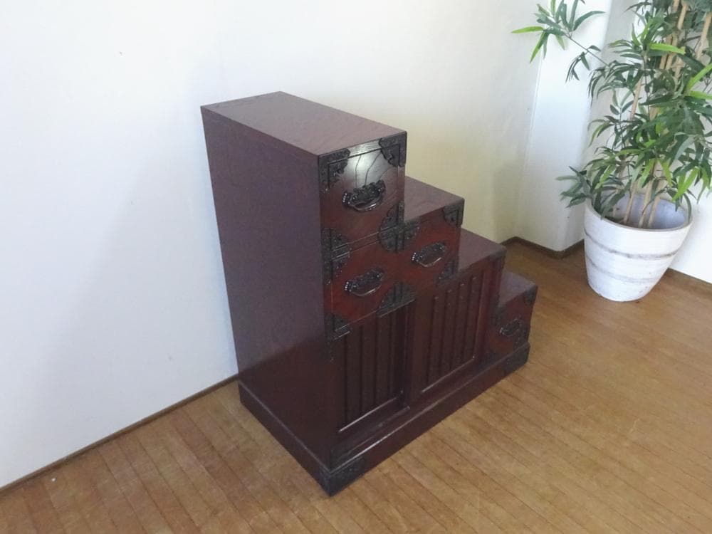 吉野民芸　30　階段箪笥　（右）欅材　和モダン　美品