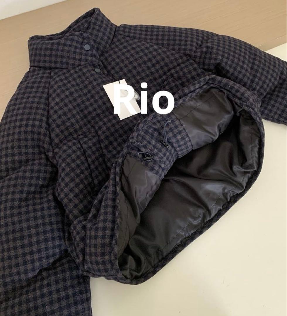 nothing written Cropped チェック柄 ダウンジャケット