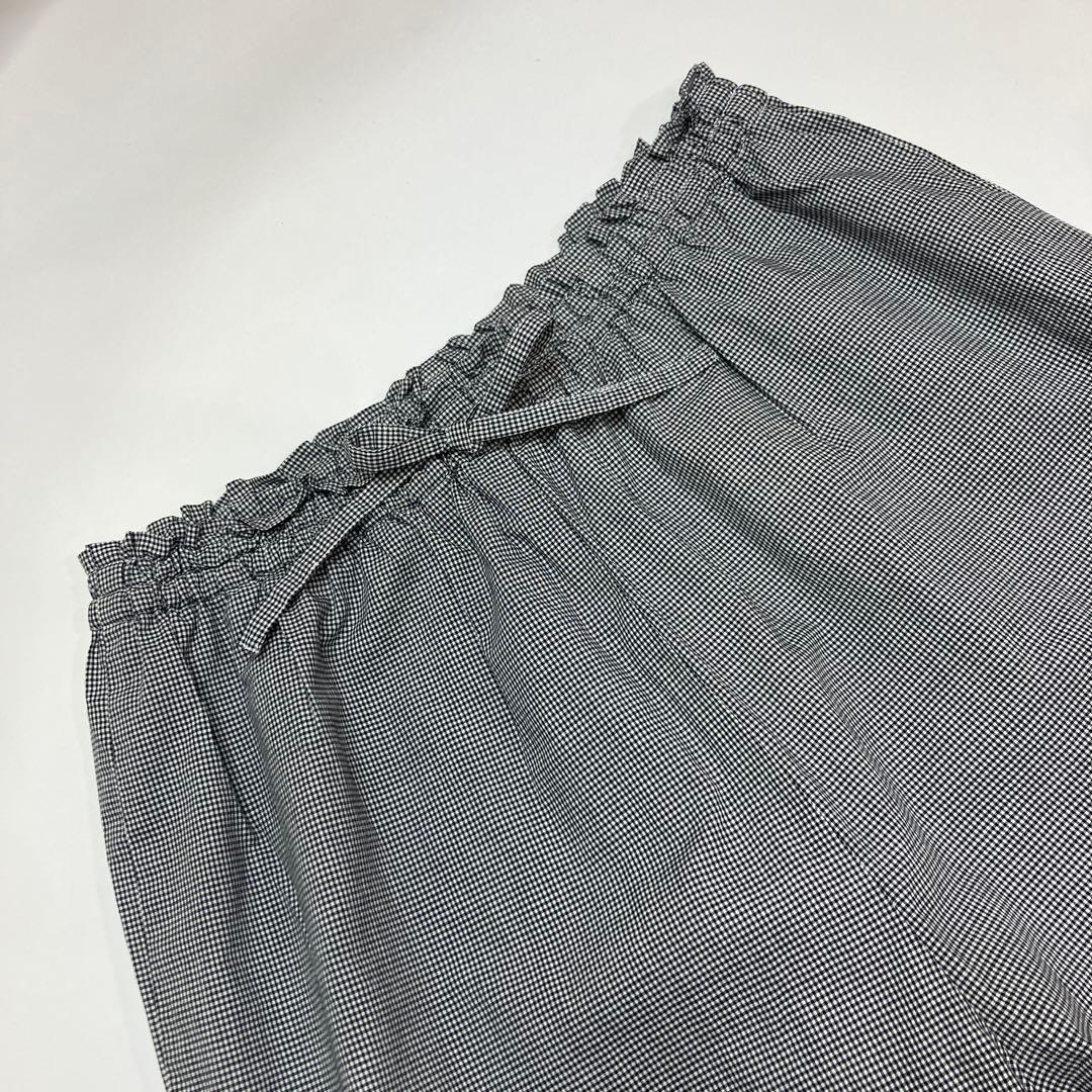 ピンクハウス 黒×白ギンガムチェック ピコフリル使い ドロワーズ