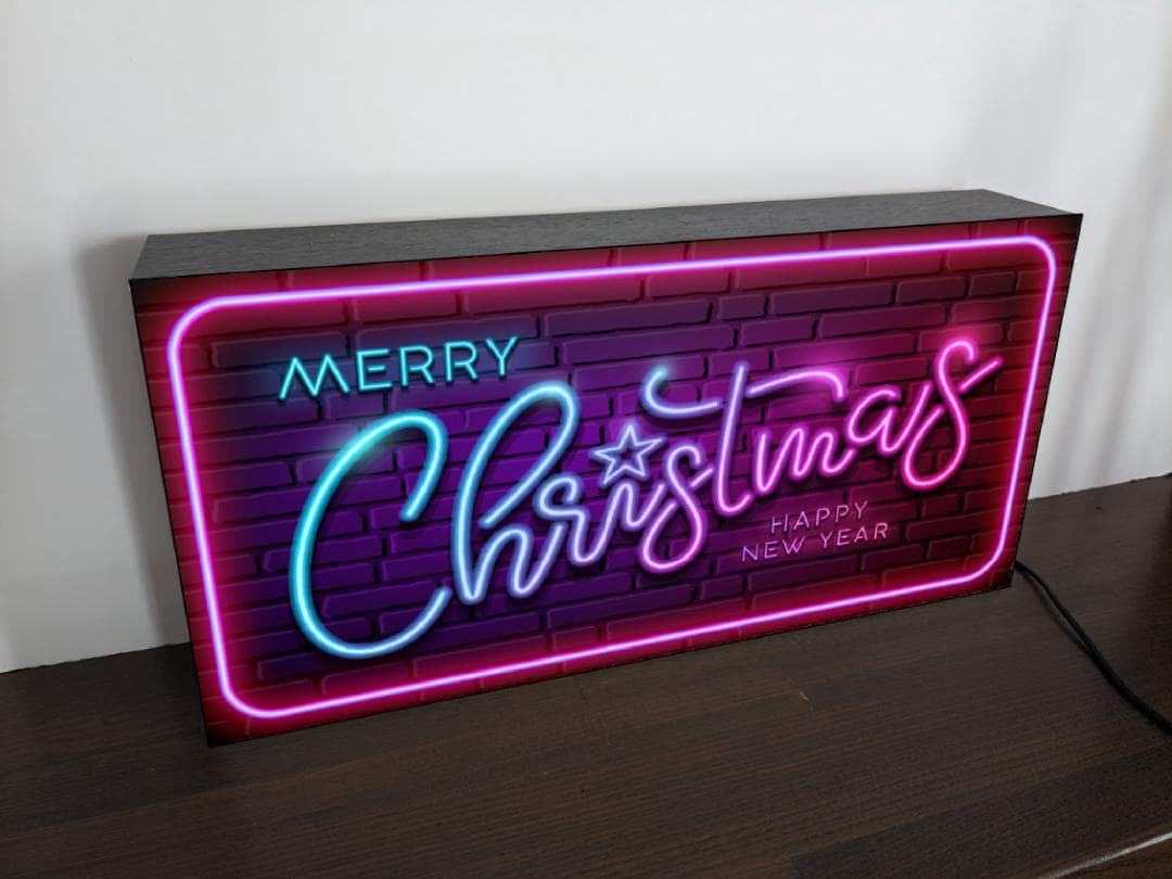 【Lサイズ】メリー クリスマス ネオン系 照明 看板 置物 雑貨 ライトBOX