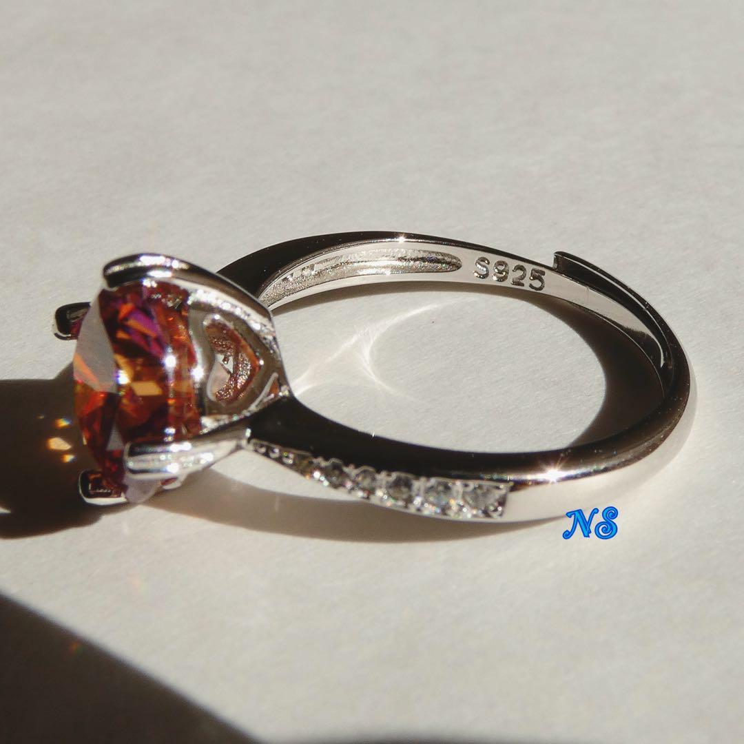 【専用】モアサナイト　リング　フリーサイズ　レインボーレッド　3ct＆ネックレス