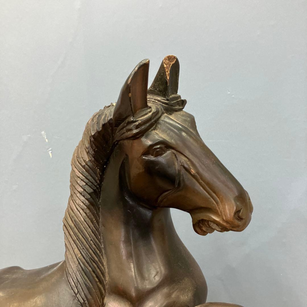 4F 希少 彫刻 木彫り 馬 オブジェ 置物 彫刻 一刀彫 縁起物 インテリア