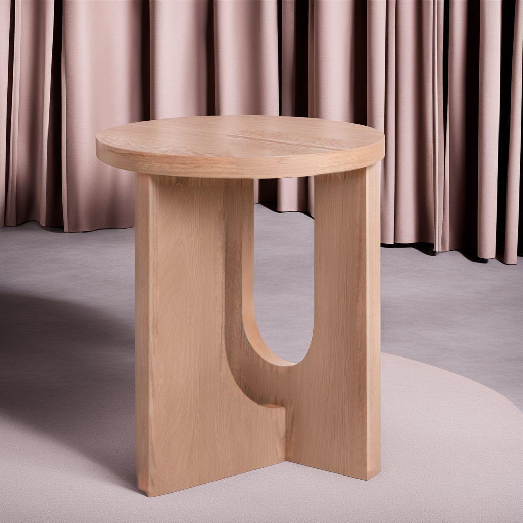 木製 洗練された天然木製サイドテーブル ナチュラル