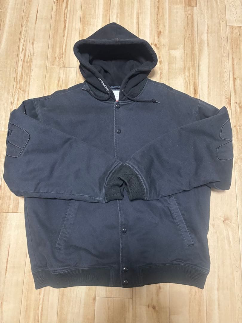 美品！supreme Hooded Twill Varsity Jacket