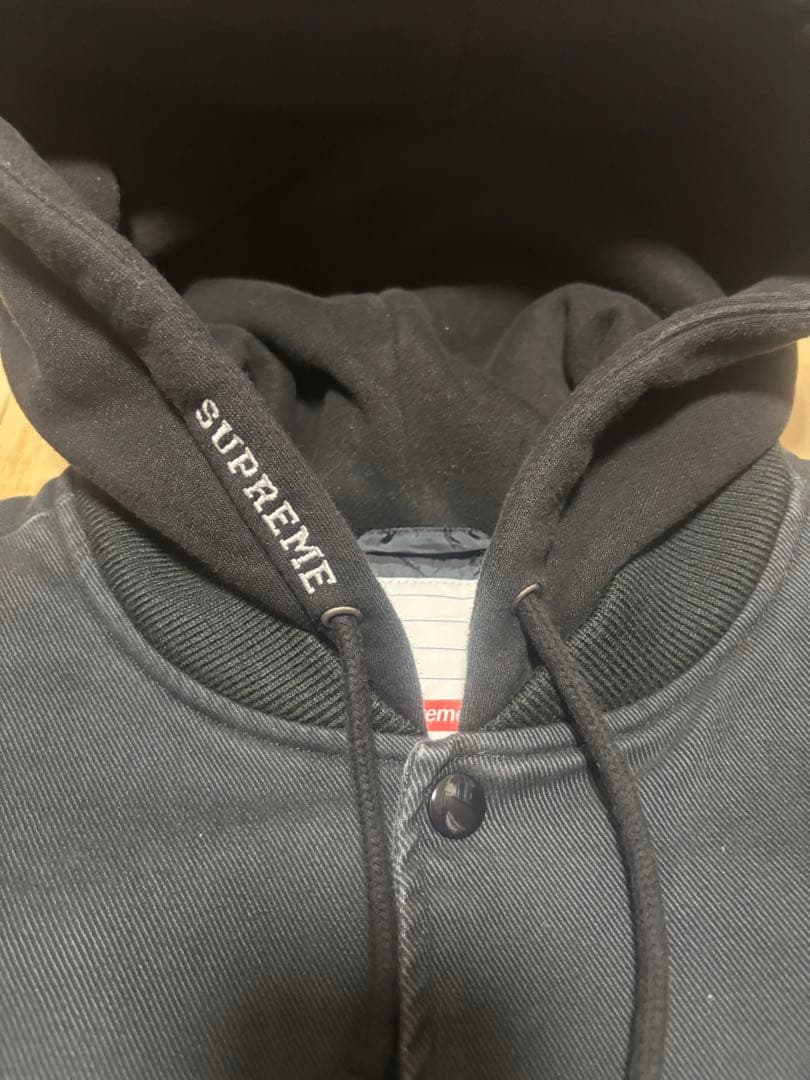 美品！supreme Hooded Twill Varsity Jacket