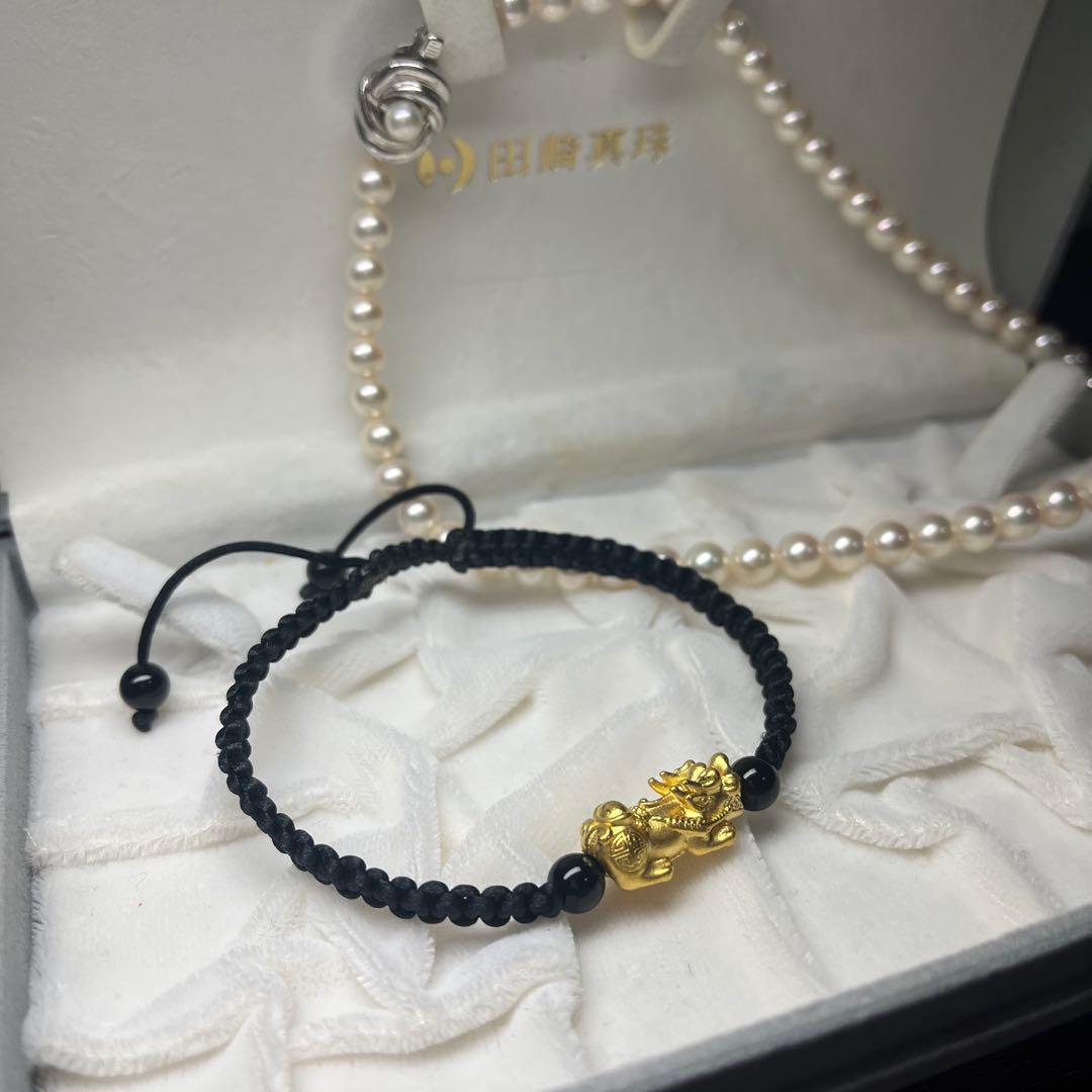 24K ミャンマーゴールド　龍＆ピチュー　お守りブレスレット