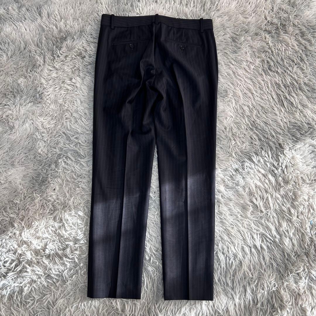 m6187【美品 現行タグ セオリー】パンツスーツ上下 ストライプ 黒 6 XL