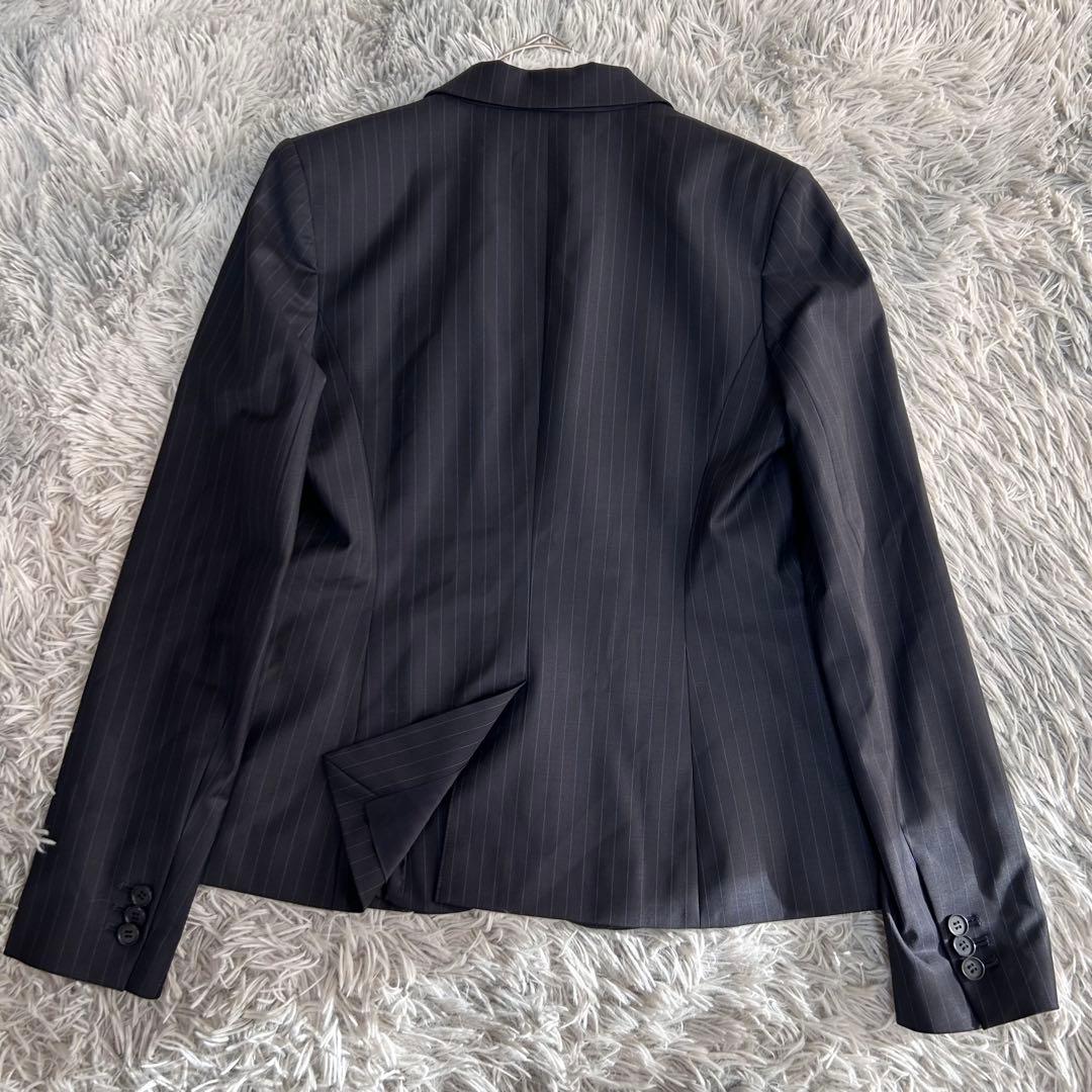 m6187【美品 現行タグ セオリー】パンツスーツ上下 ストライプ 黒 6 XL