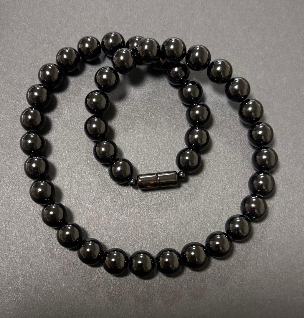 天然黒珊瑚ネックレス（大玉１０mm珠）鑑別書付き⑦