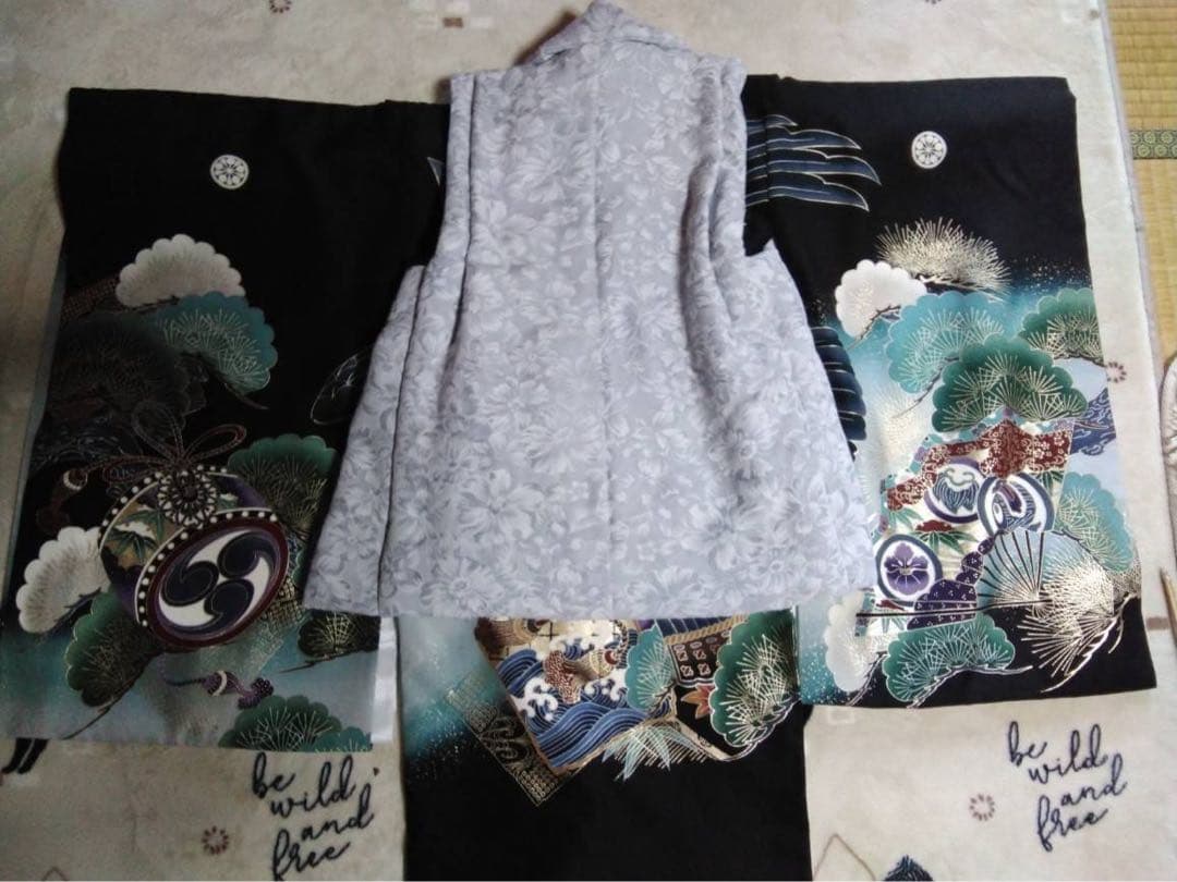 男の子用・3歳向け・表側正絹・被覆とお着物のセットです