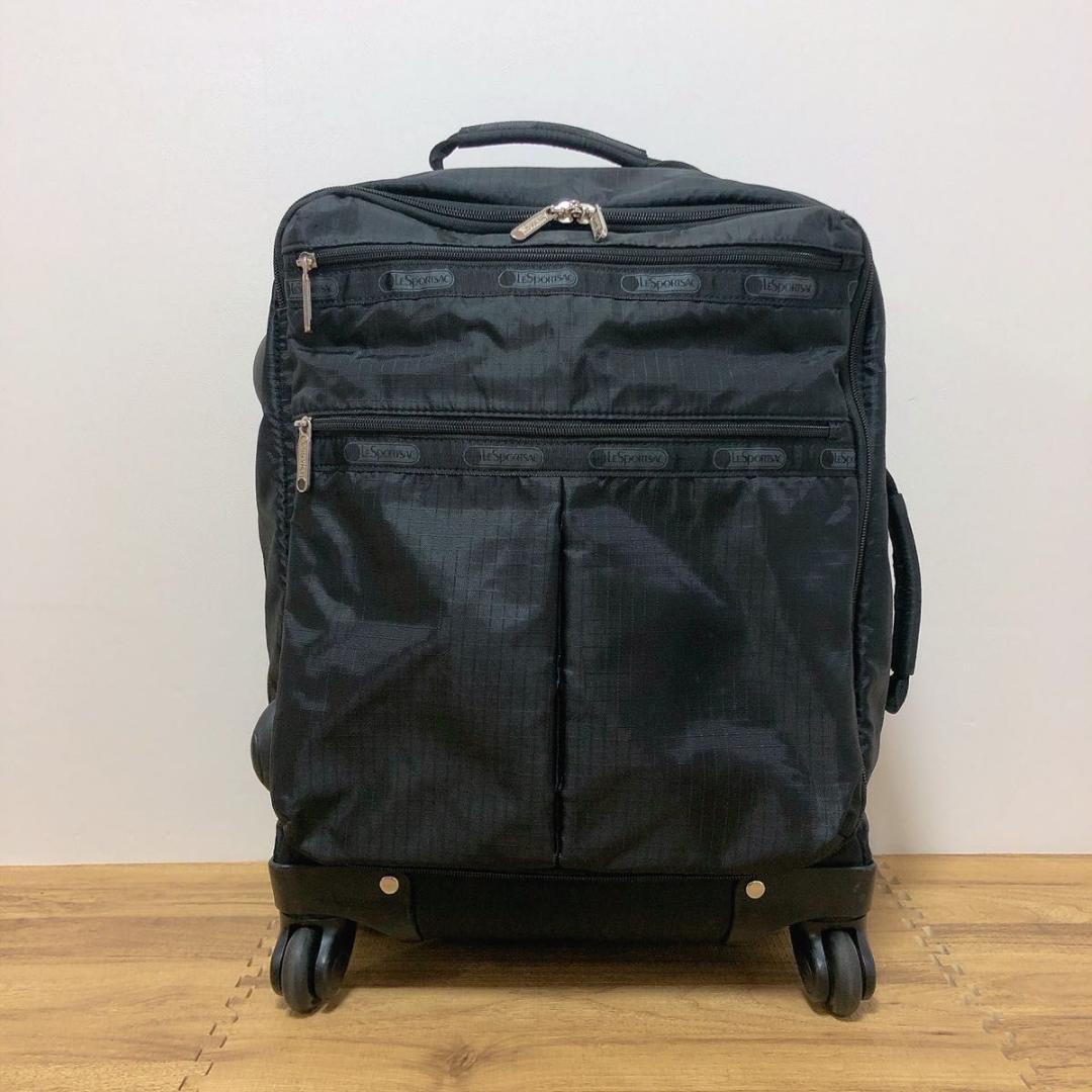 【美品】レスポートサック キャリーバッグ 無地　黒 ナイロン製 旅行 機内持込
