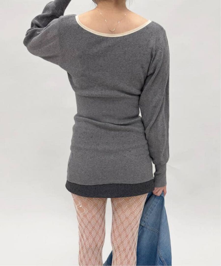 新品タグ付き　EDIT.FOR LULU アイレットニット　グレー