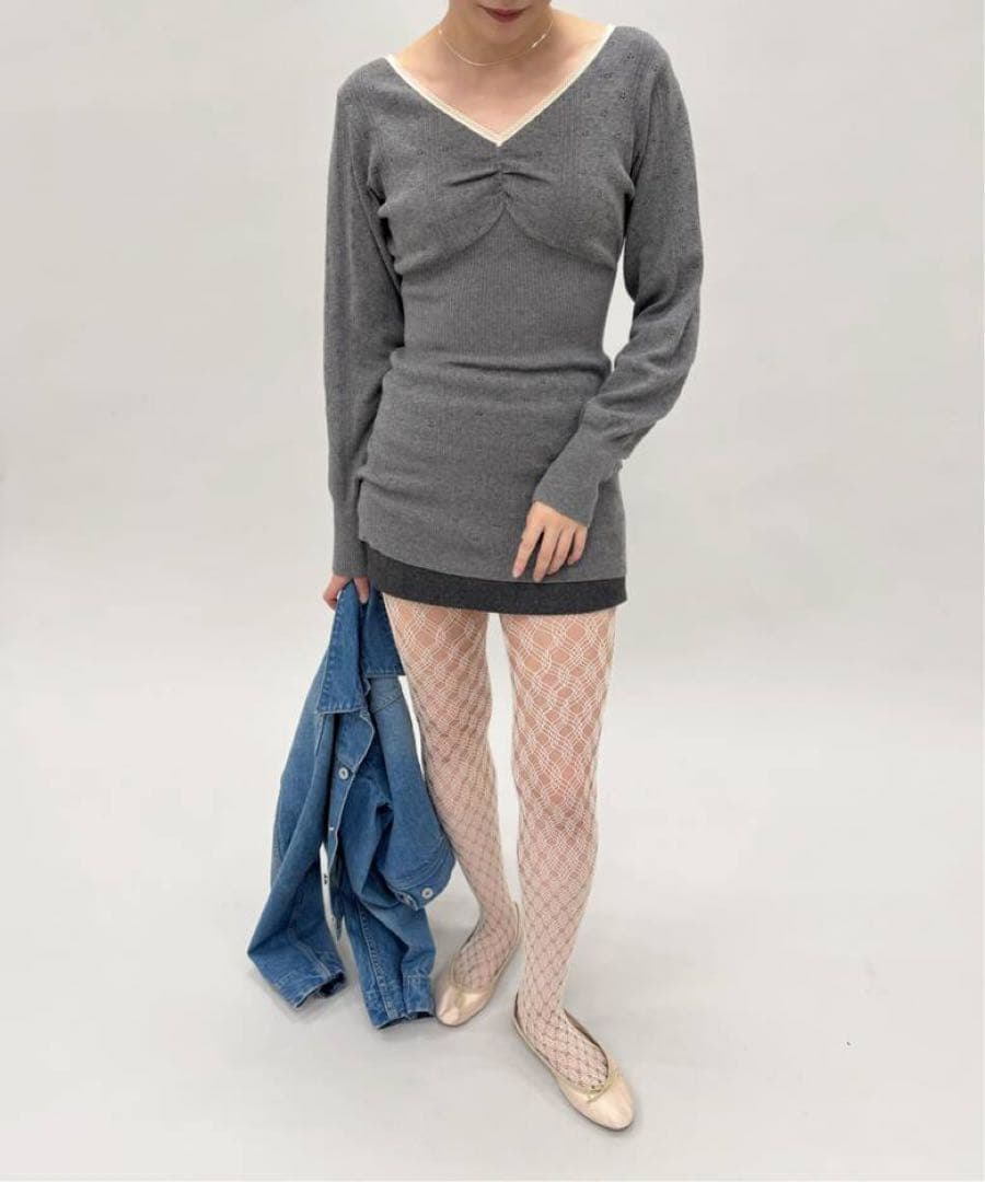 新品タグ付き　EDIT.FOR LULU アイレットニット　グレー