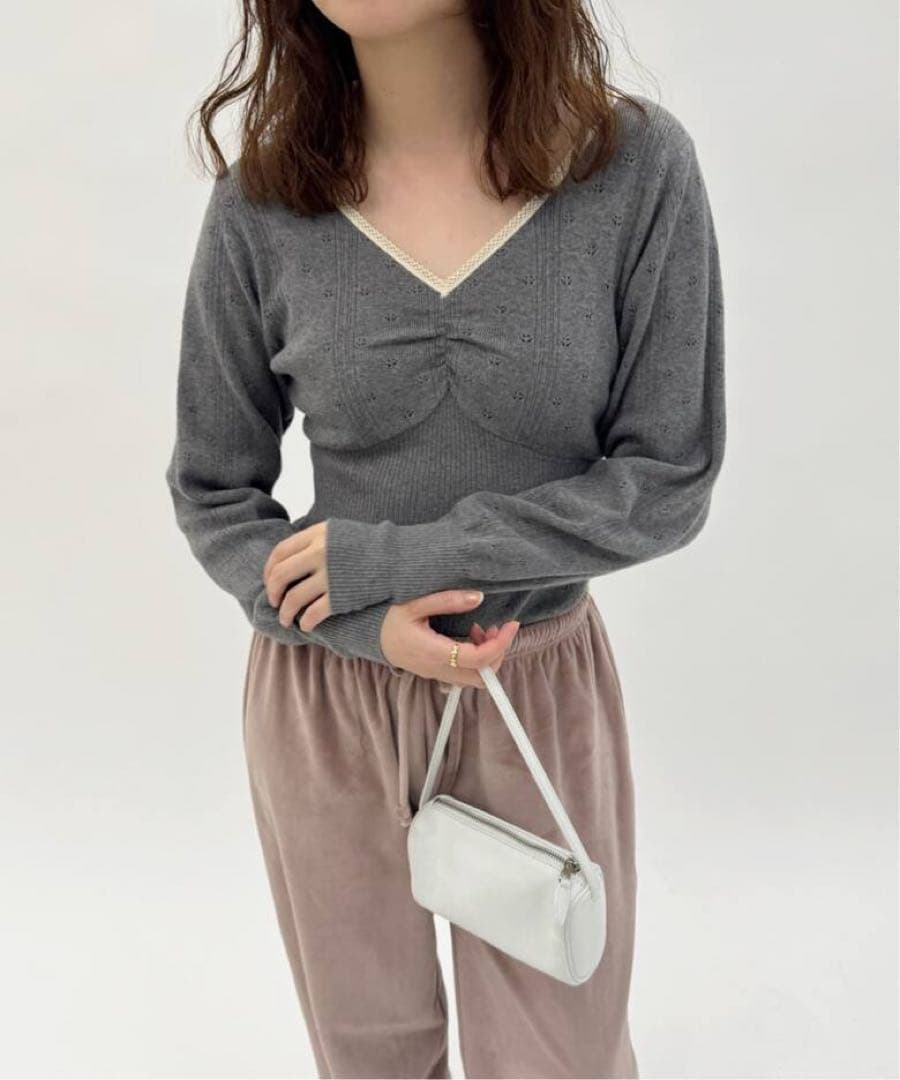 新品タグ付き　EDIT.FOR LULU アイレットニット　グレー
