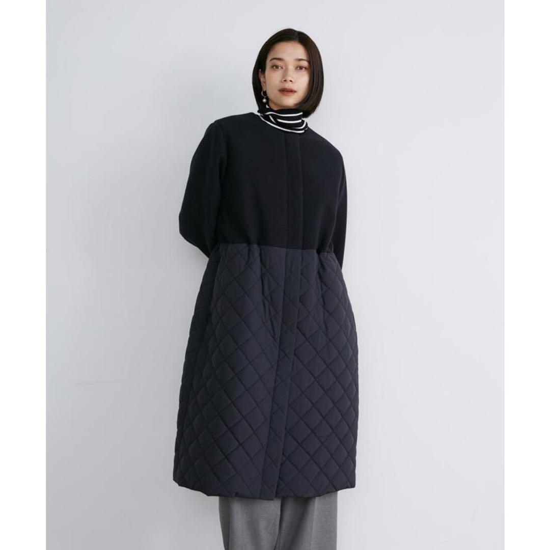 SALE極美品✨INED 2024AW コンビキルティングコート ネイビー　９号