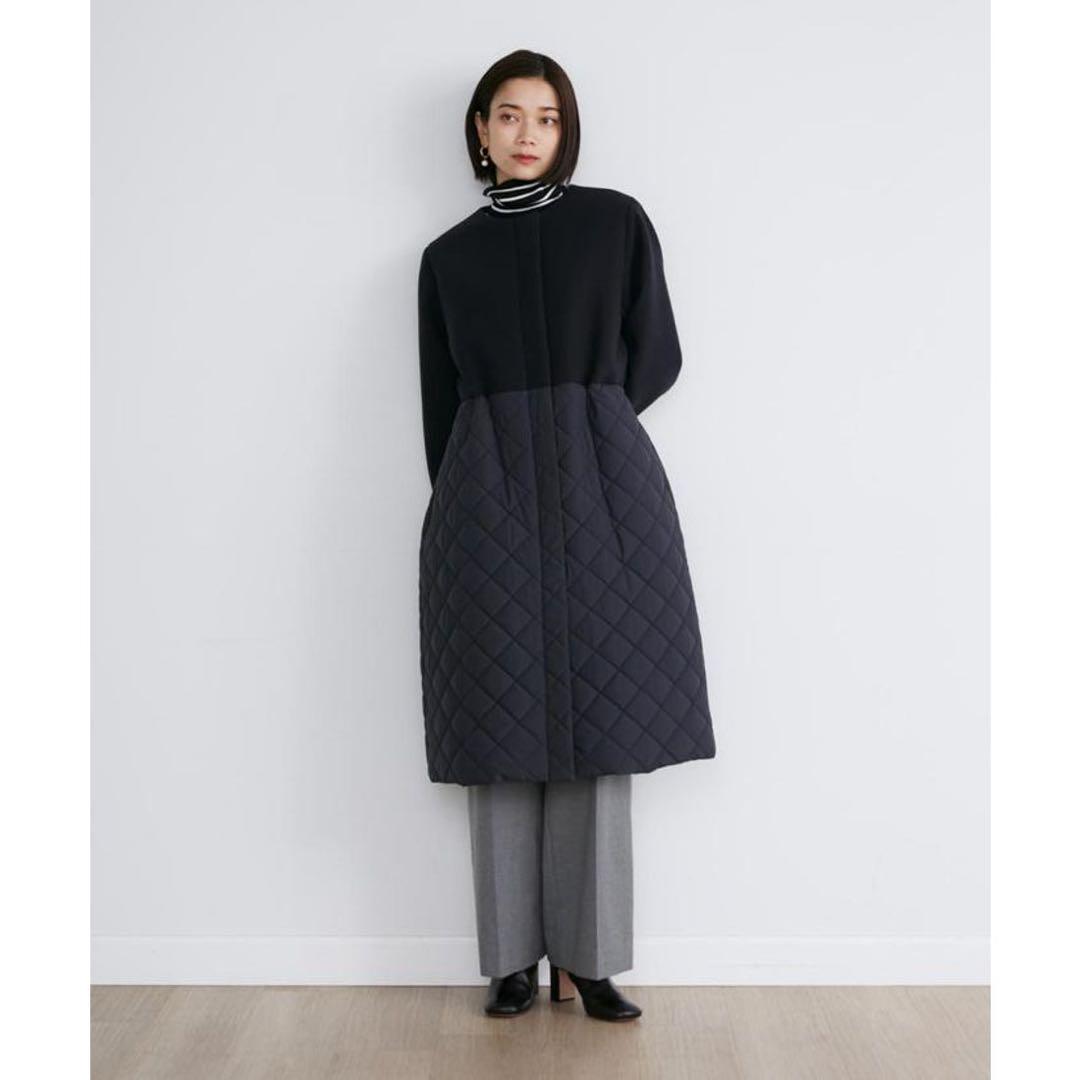 SALE極美品✨INED 2024AW コンビキルティングコート ネイビー　９号