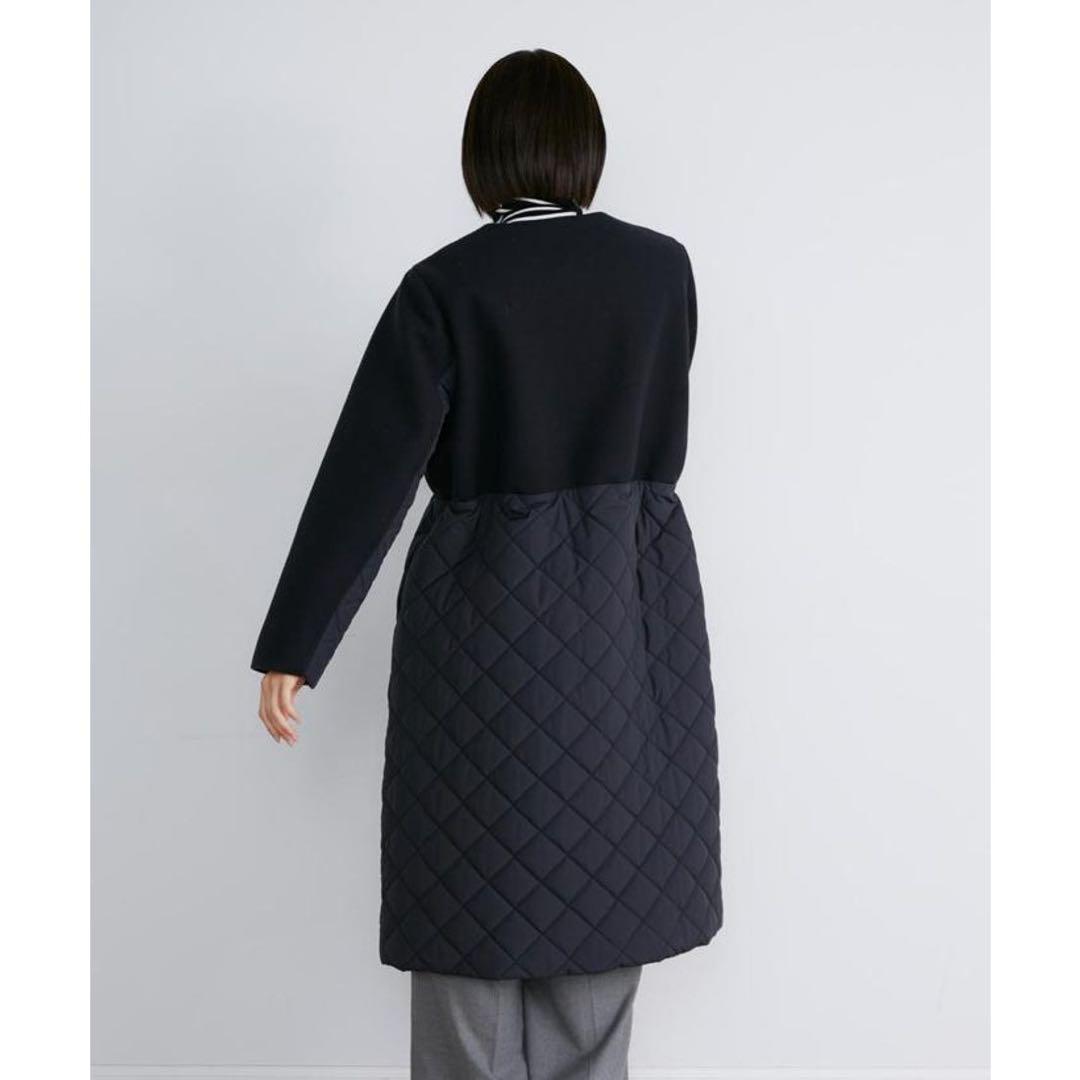 SALE極美品✨INED 2024AW コンビキルティングコート ネイビー　９号
