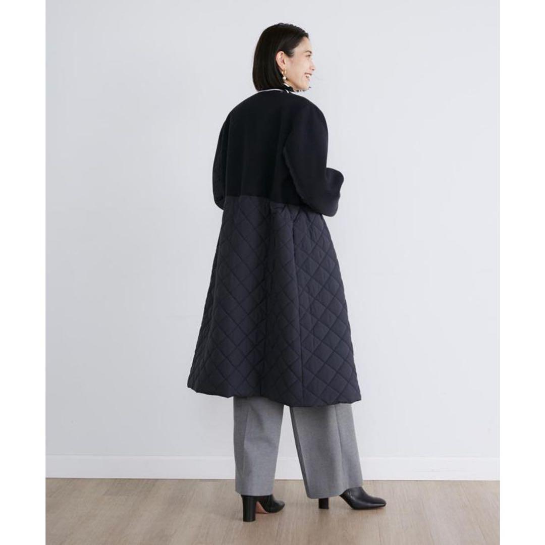 SALE極美品✨INED 2024AW コンビキルティングコート ネイビー　９号