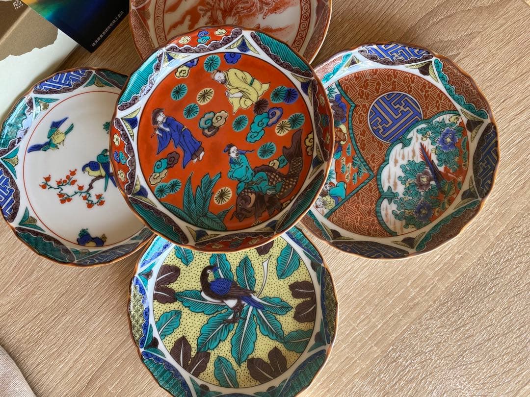 九谷焼皿揃(4.5号)時代絵 K7-87 5枚セット