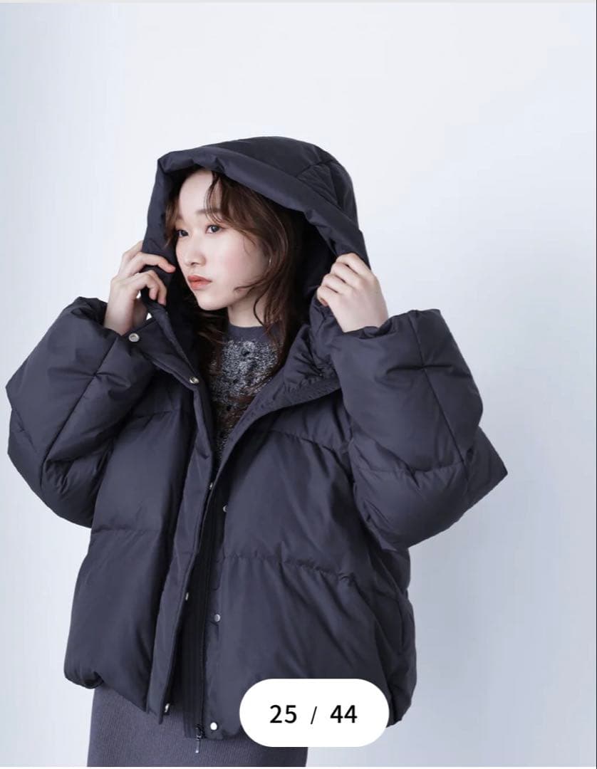 NATURAL BEAUTY BASIC ショートフードダウン　ブラックS