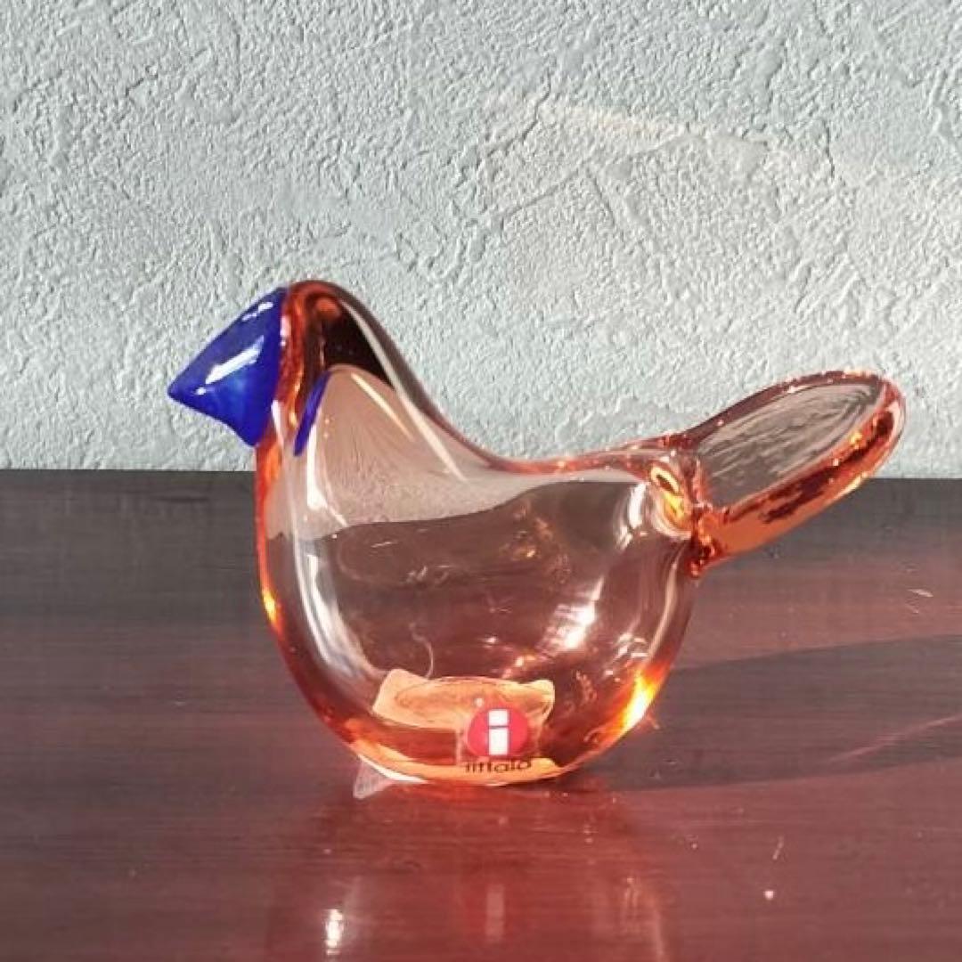 オイバ・トイッカ ガラスの鳥 シエッポ Sieppo サーモンピンク