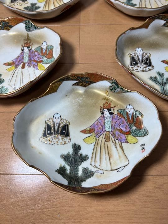 604 九谷焼　時代物　皿　5客　古美術品