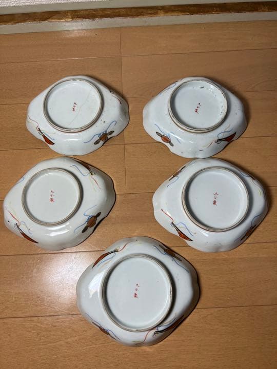 604 九谷焼　時代物　皿　5客　古美術品