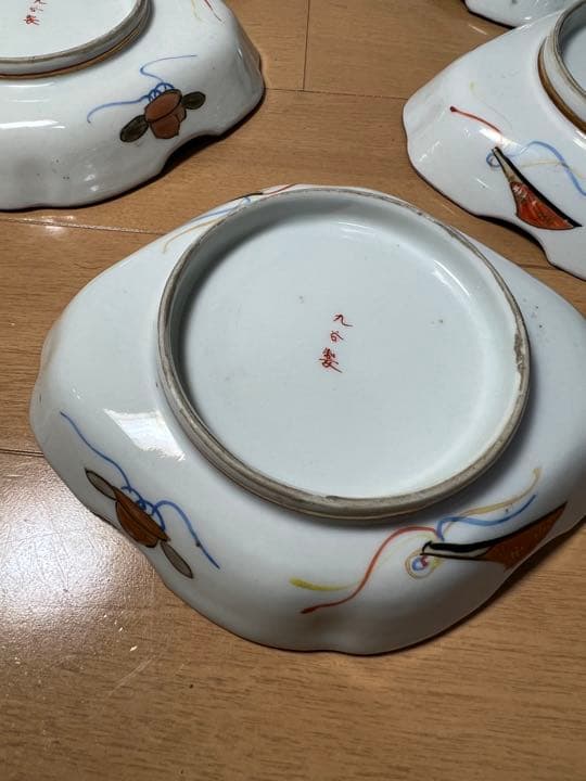 604 九谷焼　時代物　皿　5客　古美術品