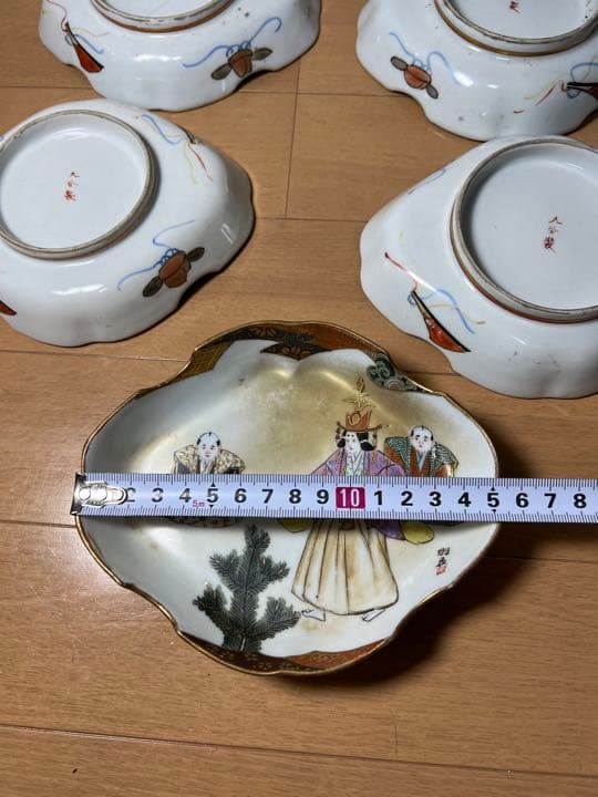 604 九谷焼　時代物　皿　5客　古美術品