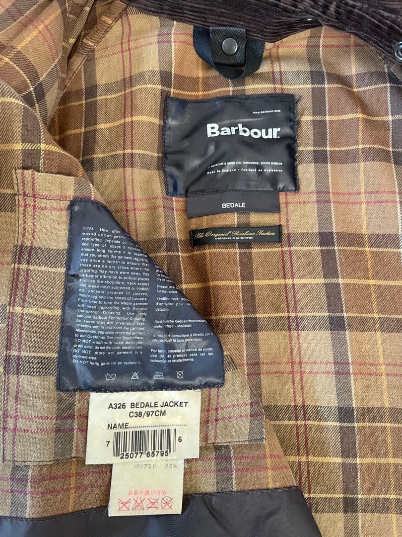 Barbour BEDALE バーク サイズ38