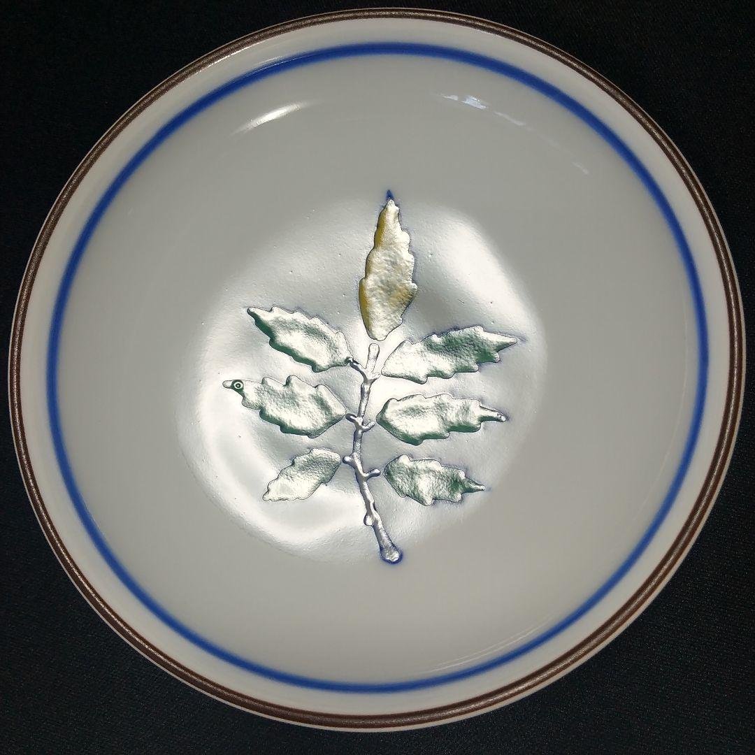 深川製磁 百年庵 深小皿揃 豆彩草葉文 絵変わり 約11cm 深皿 小皿 稀少