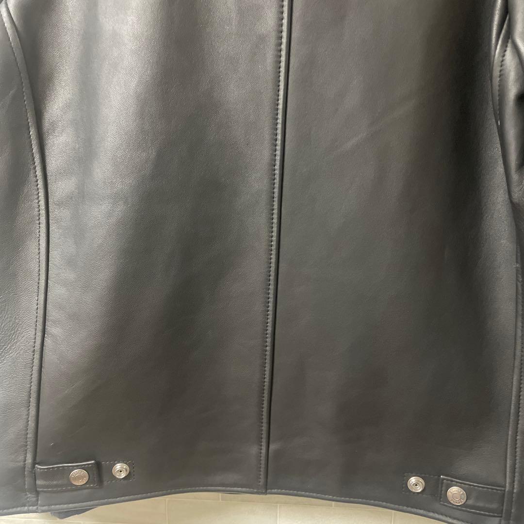 Schott ブラックノーカラーレザージャケット M