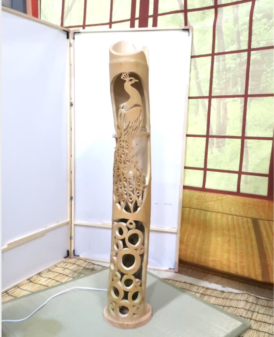 竹灯籠　　〜〜宝玉の孔雀〜〜　コンセント・電池式両方可