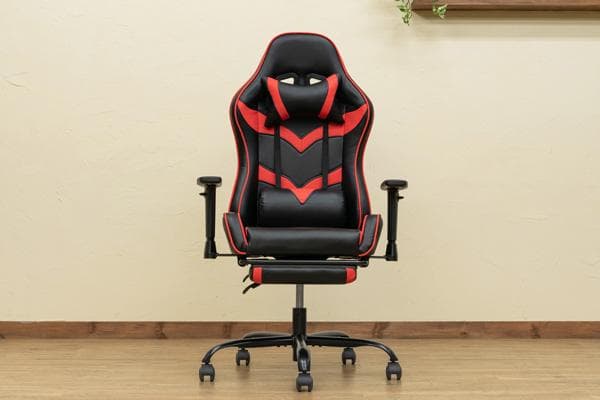 【新品・送料無料】ゲーミングチェア　フットレスト付　BL/RD/YE