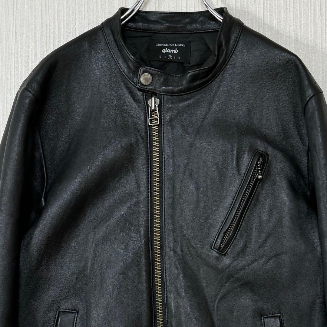 美品 glamb グラム 羊革 ヴィンテージ シングルライダースジャケット