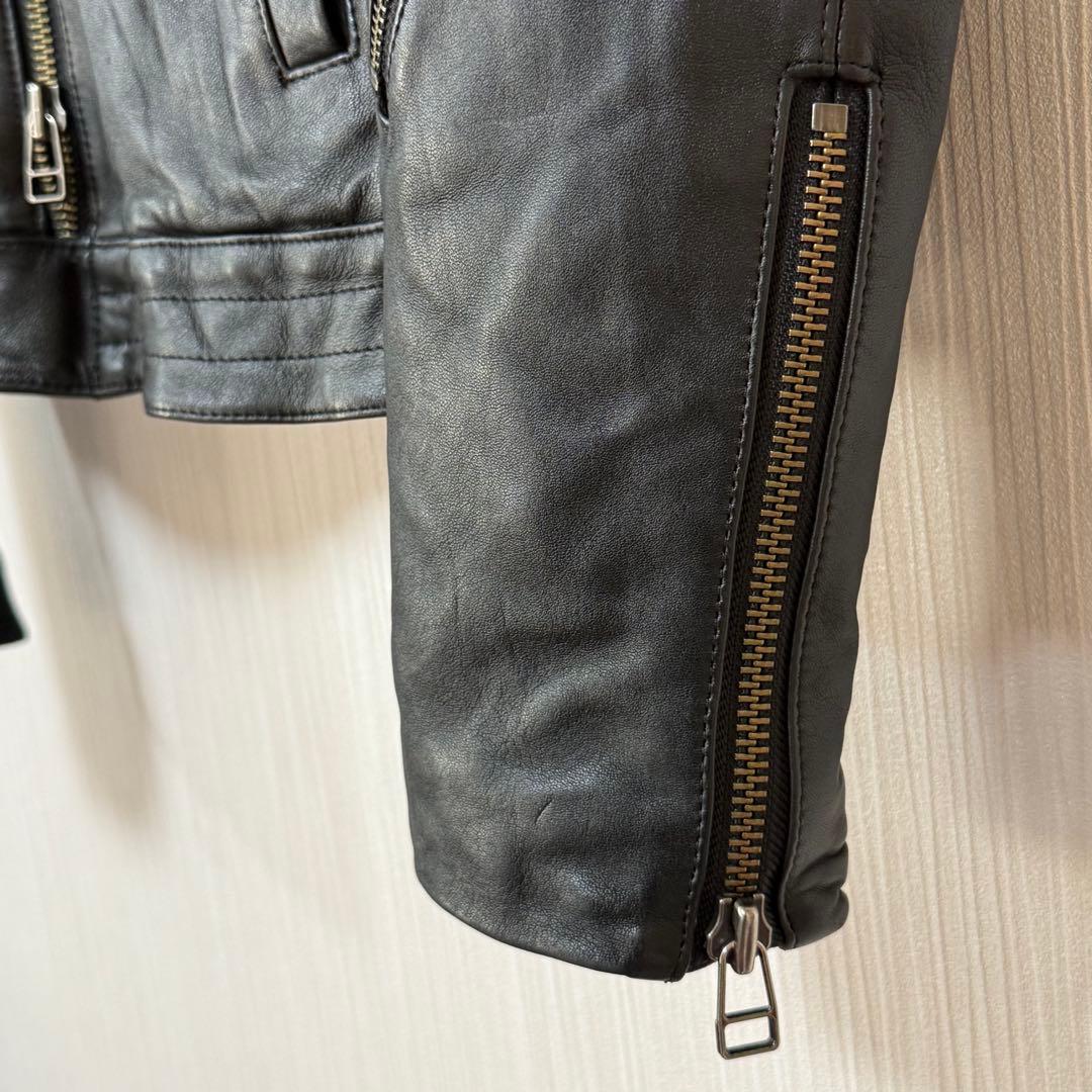 美品 glamb グラム 羊革 ヴィンテージ シングルライダースジャケット