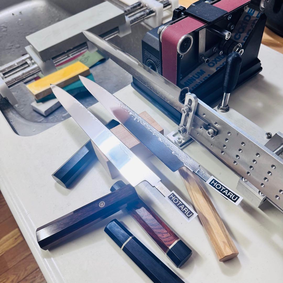 270mm ダマスカス墨流し柳刃包丁 紫檀八角柄 鏡面仕上げ 刺身用