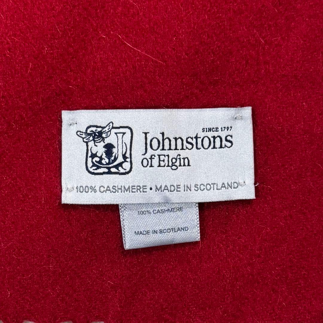 美品✨ジョンストンズ オブ エルガン マフラー カシミヤ100% レッド 赤
