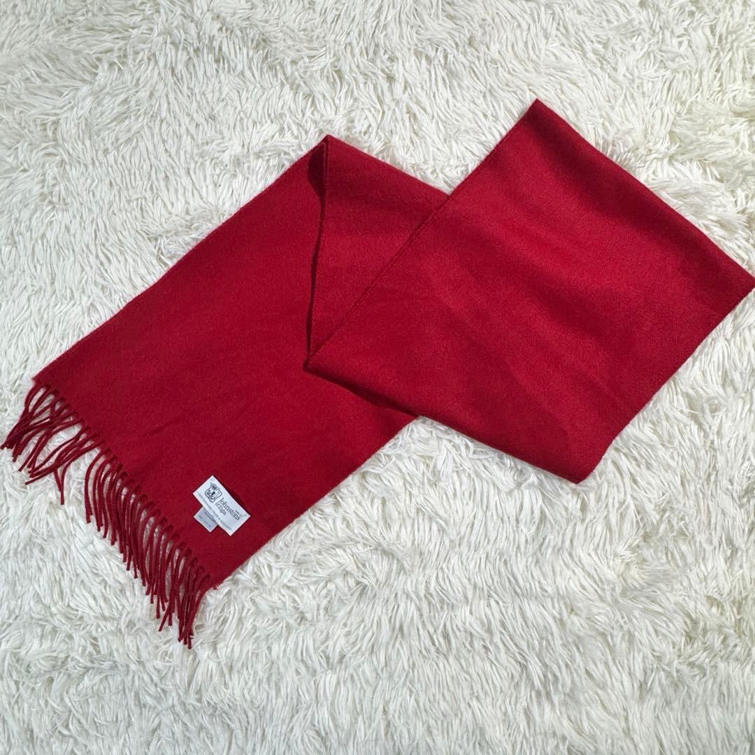美品✨ジョンストンズ オブ エルガン マフラー カシミヤ100% レッド 赤