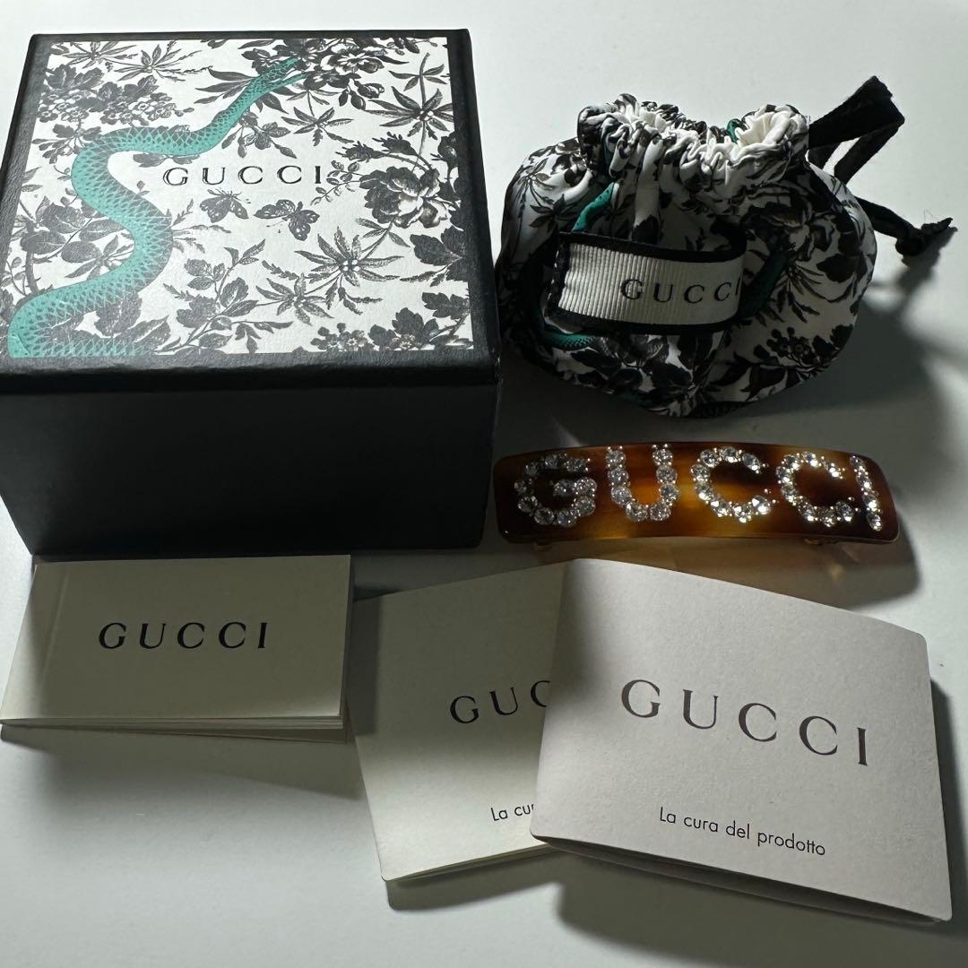 GUCCI クリスタルヘアバレッタ 鼈甲