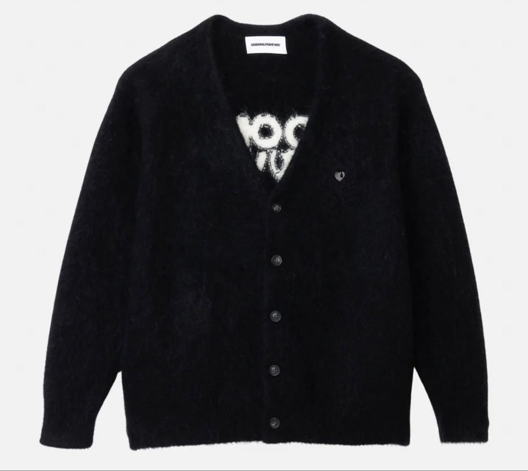 岩田剛典GOK BACK LOGO MOHAIR CARDIGAN BLACK