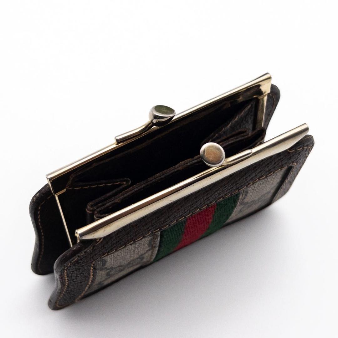 【極美品】GUCCI がま口ケース　オールドグッチ　茶色　小銭入れ