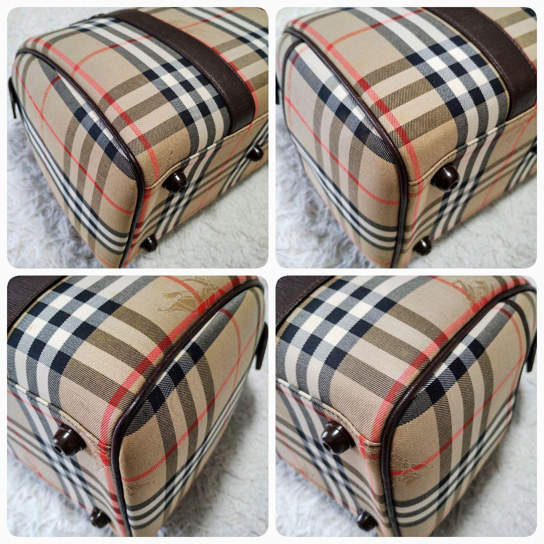 【美品】Burberry バーバリー ミニボストンバッグ ノバチェック レザー